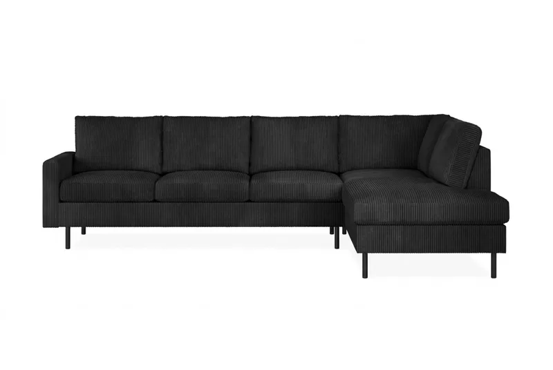 Peppe 4-sits Högervänd L-formad Schäslongsoffa i Manchester, Svart