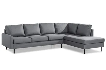 Peppe 4-sits Högervänd L-formad Schäslongsoffa i Tyg - Ljusgrå - Möbler - Soffa - Divansoffor & schäslongsoffa