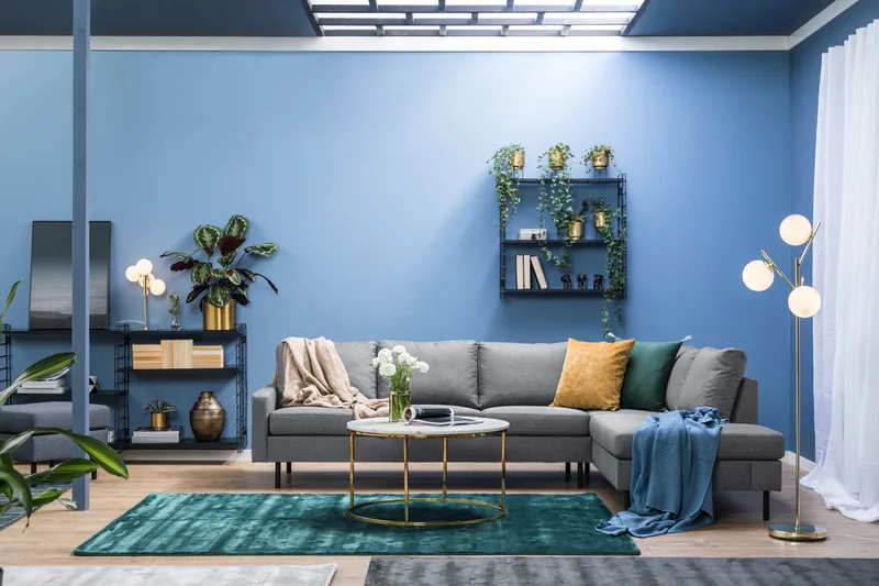 Peppe 4-sits Högervänd L-formad Schäslongsoffa i Tyg - Ljusgrå - Möbler - Soffa - Divansoffor & schäslongsoffa