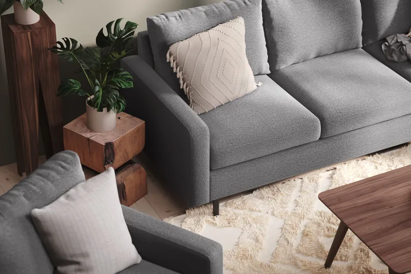 Peppe 4-sits Högervänd L-formad Schäslongsoffa i Tyg - Ljusgrå - Möbler - Soffa - Divansoffor & schäslongsoffa