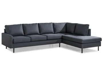 Peppe 4-sits Högervänd L-formad Schäslongsoffa i Tyg - Mörkgrå - Möbler - Soffa - Divansoffor & schäslongsoffa