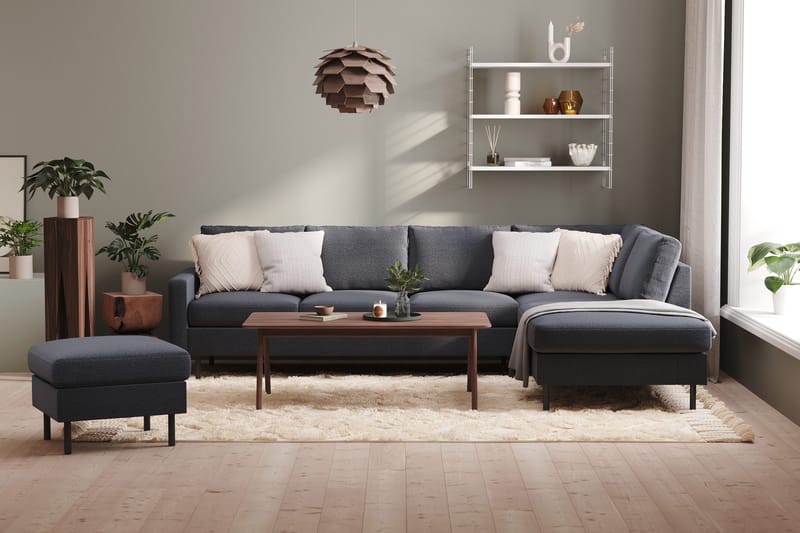 Peppe 4-sits Högervänd L-formad Schäslongsoffa i Tyg - Mörkgrå - Möbler - Soffa - Divansoffor & schäslongsoffa