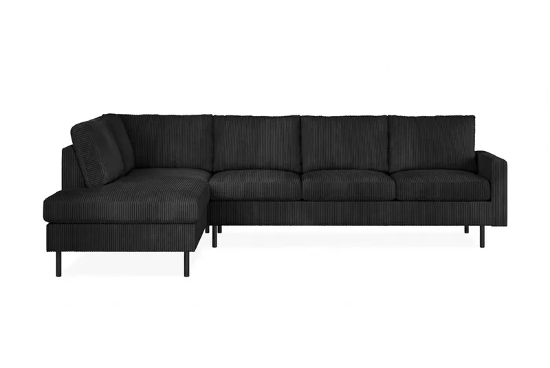 Peppe 4-sits Vänstervänd L-formad Schäslongsoffa i Manchester - Svart - Möbler - Soffa - Divansoffor & schäslongsoffa