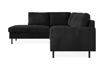 Peppe 4-sits Vänstervänd L-formad Schäslongsoffa i Manchester - Svart - Möbler - Soffa - Divansoffor & schäslongsoffa