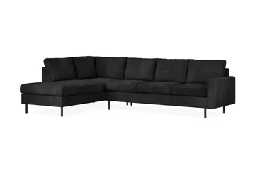 Peppe 4-sits Vänstervänd L-formad Schäslongsoffa i Manchester - Svart - Möbler - Soffa - Divansoffor & schäslongsoffa