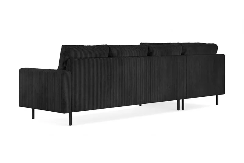 Peppe 4-sits Vänstervänd L-formad Schäslongsoffa i Manchester - Svart - Möbler - Soffa - Divansoffor & schäslongsoffa