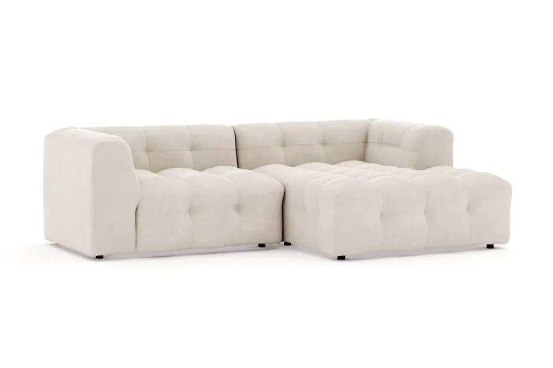 Puffy 3-sits bubblig soffa med divan höger - Beige - Möbler - Soffa - Divansoffor & schäslongsoffa