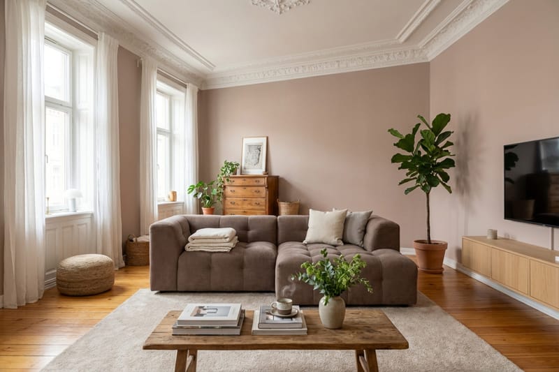 Puffy 3-sits bubblig soffa med divan höger - Brun - Möbler - Soffa - Divansoffor & schäslongsoffa