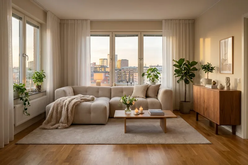 Puffy 3-sits bubblig soffa med divan vänster - Beige - Möbler - Soffa - Divansoffor & schäslongsoffa