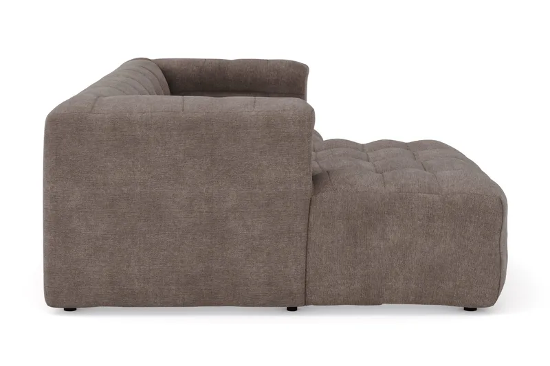 Puffy 3-sits bubblig soffa med divan vänster - Brun - Möbler - Soffa - Divansoffor & schäslongsoffa