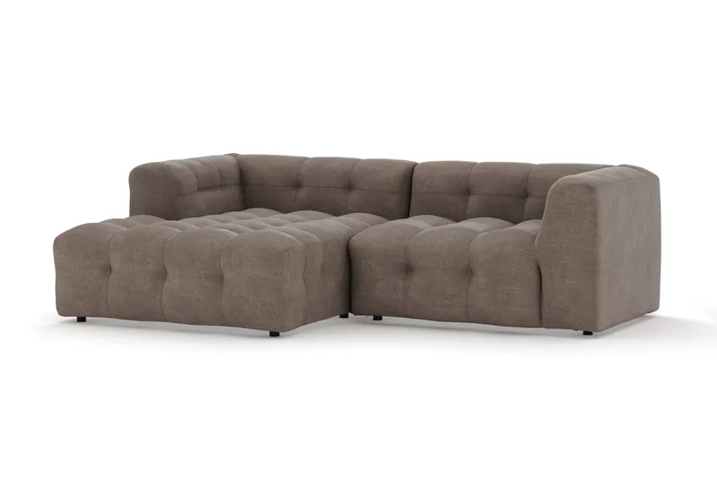 Puffy 3-sits bubblig soffa med divan vänster - Brun - Möbler - Soffa - Divansoffor & schäslongsoffa