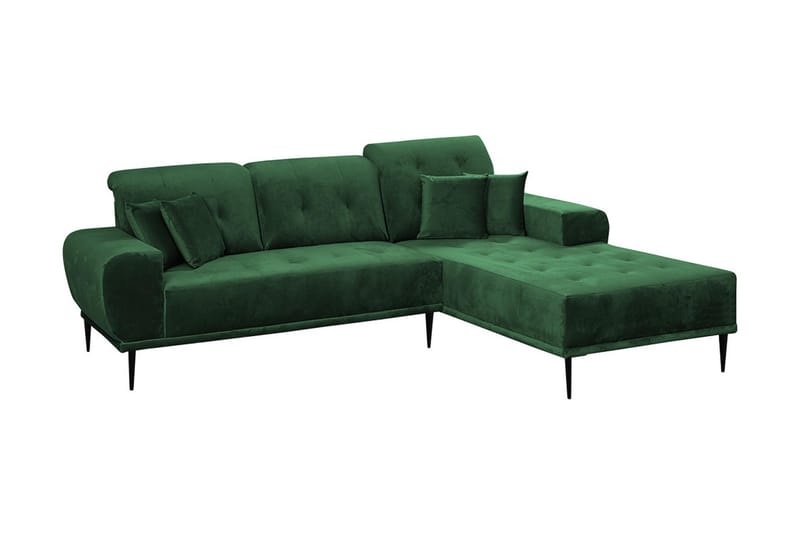 Rapale 3-sits Soffa med Divan Höger med Kuddar - Sammet/Grön - Möbler - Soffa - Divansoffor & schäslongsoffa
