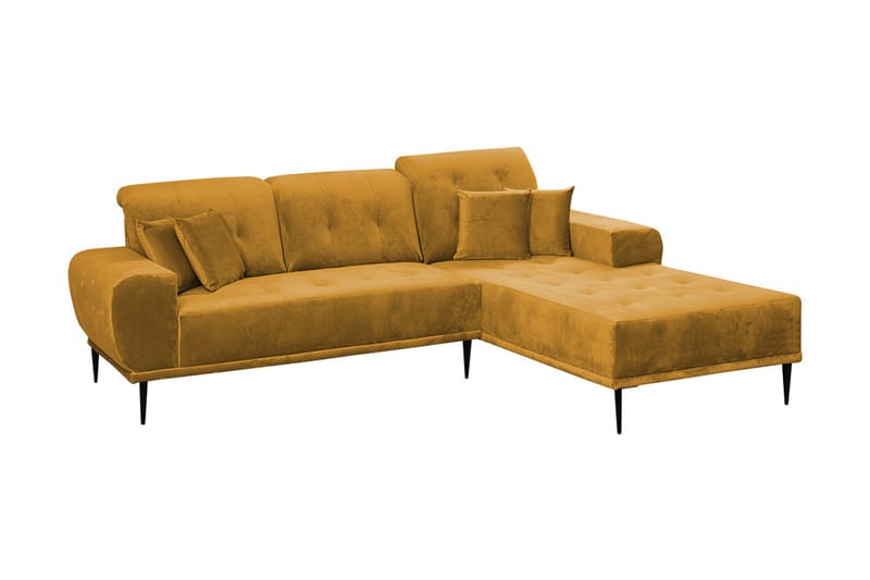 Rapale 3-sits Soffa med Divan Höger med Kuddar - Sammet/Gul - Möbler - Soffa - Divansoffor & schäslongsoffa