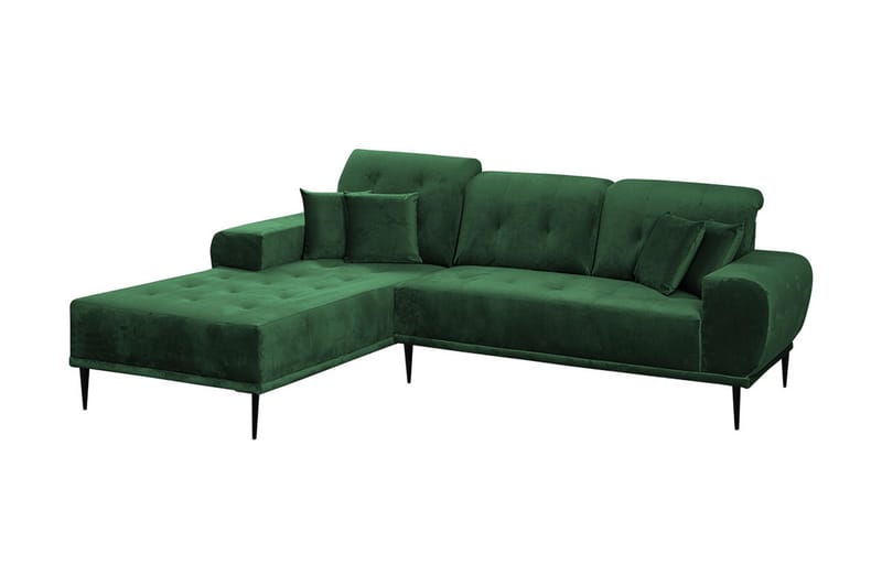 Rapale 3-sits Soffa med Divan Vänster med Kuddar - Sammet/Grön - Möbler - Soffa - Divansoffor & schäslongsoffa