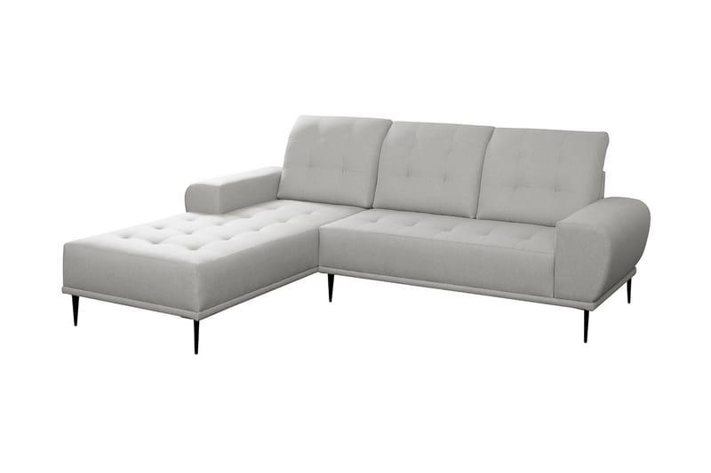 Rapale 3-sits Soffa med Divan Vänster med Kuddar - Sammet/Ljusgrå/Svart - Divansoffor & schäslongsoffa - Sammetssoffa - 3 sits soffa med divan