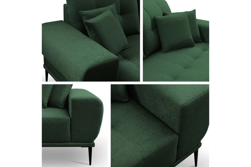 Rapale 3-sits Soffa med Divan Vänster med Kuddar - Sammet/Ljusgrå/Svart - Divansoffor & schäslongsoffa - Sammetssoffa - 3 sits soffa med divan