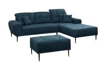 Rapale Soffgrupp Höger med Fotpall - Blå - Möbler - Soffa - Divansoffor & schäslongsoffa