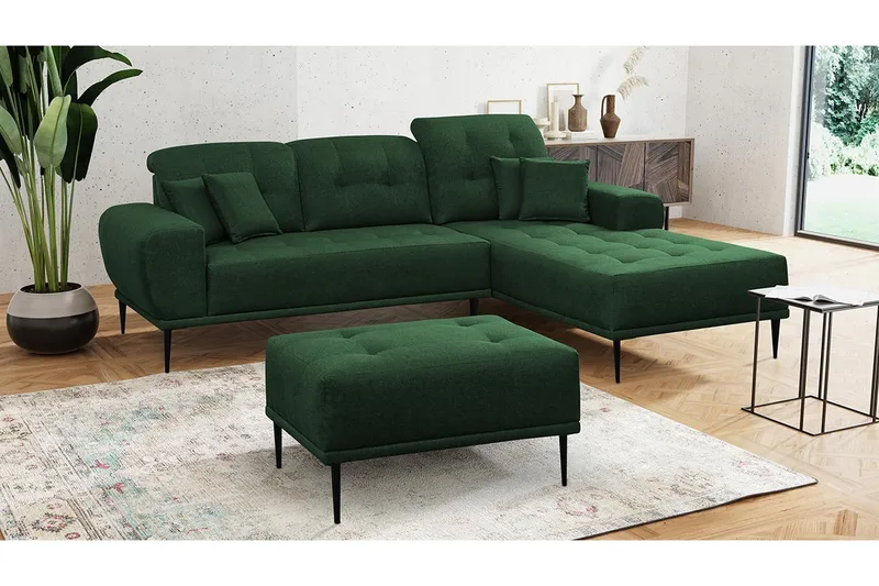 Rapale Soffgrupp Höger med Fotpall - Grön - Möbler - Soffa - Divansoffor & schäslongsoffa