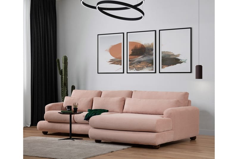 Relento Soffa m. Divan 3-sits - Rosa - Divansoffor & schäslongsoffa - 3 sits soffa med divan