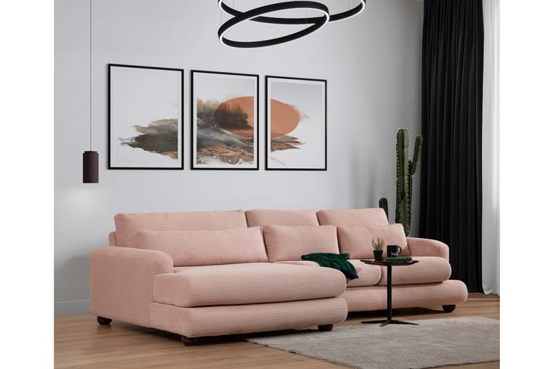 Relento Soffa m. Divan 3-sits - Rosa - Divansoffor & schäslongsoffa - 3 sits soffa med divan