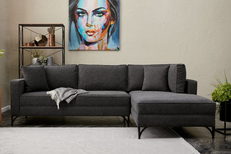 Retzow Soffa m. Divan 4-sits - Antracit - Möbler - Soffa - Divansoffor & schäslongsoffa