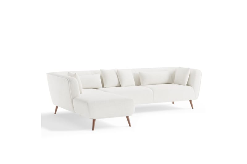 Richie Soffa m. Divan 4-sits - Vit Bouclé - Divansoffor & schäslongsoffa - 4 sits soffa med divan