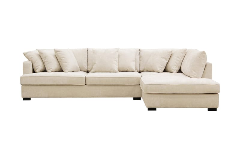 Rossita 4-sits Högervänd L-formad Djup Schäslongsoffa i Chenille - Beige - Möbler - Soffa - Divansoffor & schäslongsoffa