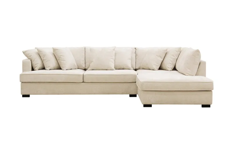Rossita 4-sits Högervänd L-formad Djup Schäslongsoffa i Chenille - Trenza 06, Beige Chenille - Möbler - Soffa - Divansoffor & schäslongsoffa