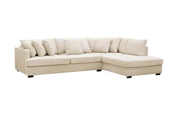 Rossita 4-sits Högervänd L-formad Djup Schäslongsoffa i Chenille - Trenza 06, Beige Chenille - Möbler - Soffa - Divansoffor & schäslongsoffa