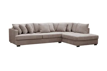 Rossita 4-sits Högervänd L-formad Djup Schäslongsoffa i Chenille - Trenza 08, Grå/Brun Chenille - Möbler - Soffa - Divansoffor & schäslongsoffa