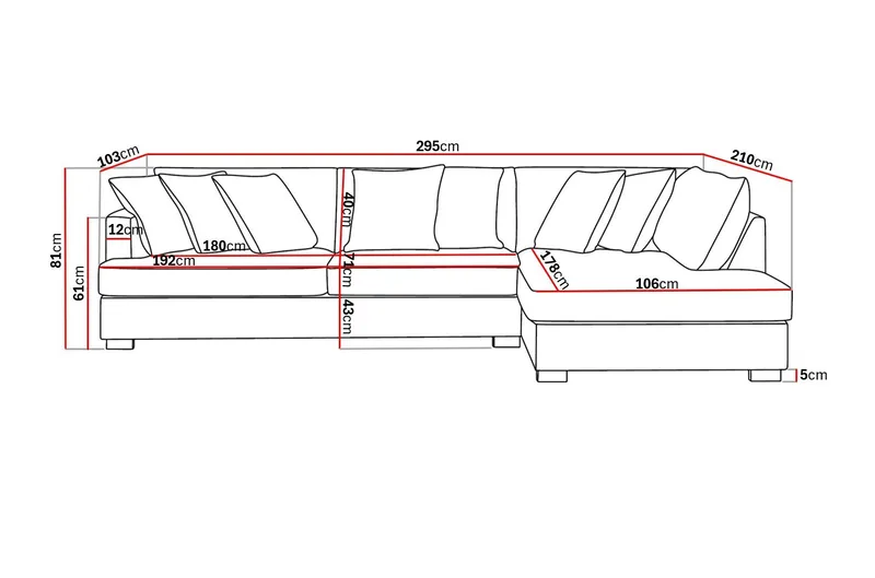 Rossita 4-sits Högervänd L-formad Djup Schäslongsoffa i Manchester - Mörkgrå - Möbler - Soffa - Divansoffor & schäslongsoffa
