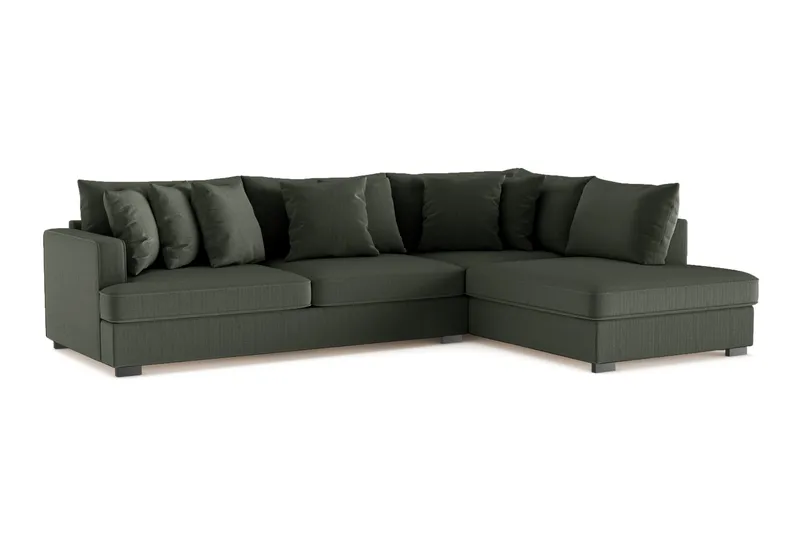 Rossita 4-sits Högervänd L-formad Djup Schäslongsoffa i Manchester - Mörkgrön - Möbler - Soffa - Divansoffor & schäslongsoffa
