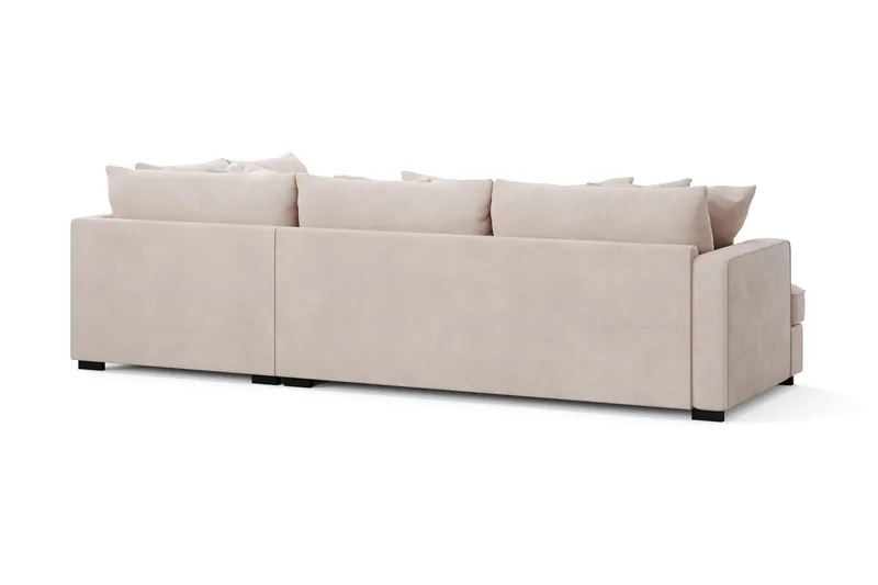 Rossita 4-sits Högervänd L-formad Djup Schäslongsoffa i Sammet - Beige - Möbler - Soffa - Divansoffor & schäslongsoffa
