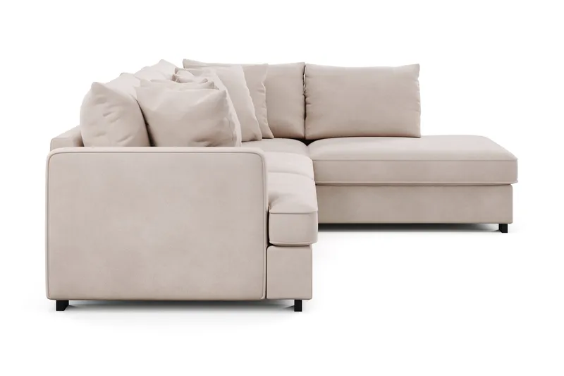 Rossita 4-sits Högervänd L-formad Djup Schäslongsoffa i Sammet - Beige - Möbler - Soffa - Divansoffor & schäslongsoffa