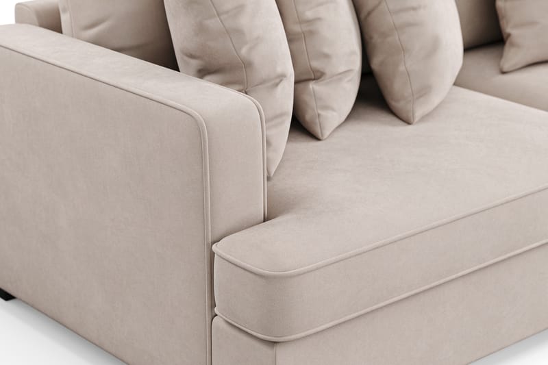 Rossita 4-sits Högervänd L-formad Djup Schäslongsoffa i Sammet - Beige - Möbler - Soffa - Divansoffor & schäslongsoffa