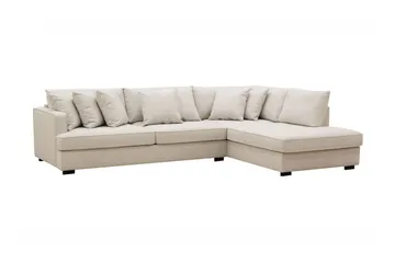 Rossita 4-sits Högervänd L-formad Djup Schäslongsoffa i Tyg - Beige - Möbler - Soffa - Divansoffor & schäslongsoffa