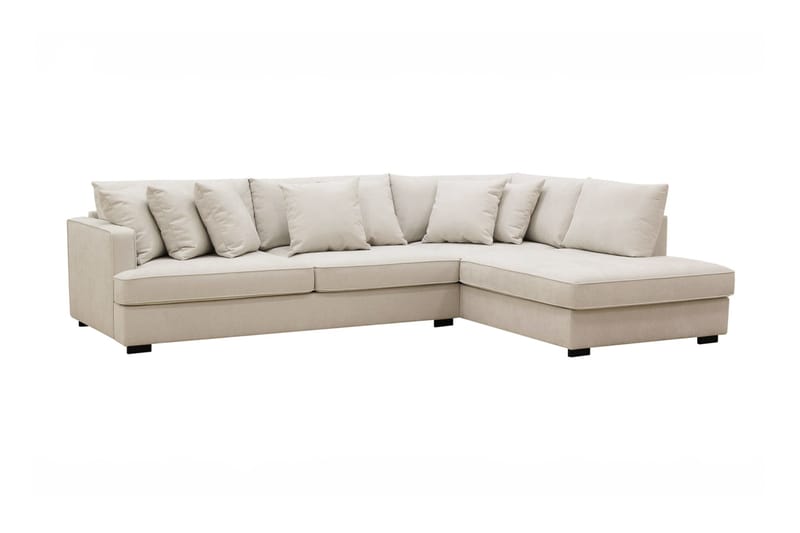 Rossita 4-sits Högervänd L-formad Djup Schäslongsoffa i Tyg - Beige - Möbler - Soffa - Divansoffor & schäslongsoffa