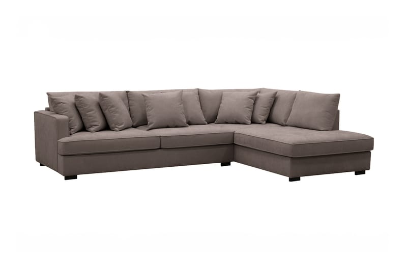 Rossita 4-sits Högervänd L-formad Djup Schäslongsoffa i Tyg - Brun - Möbler - Soffa - Divansoffor & schäslongsoffa