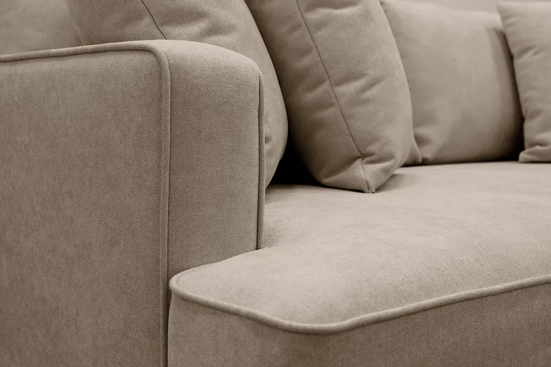 Rossita 4-sits Högervänd L-formad Djup Schäslongsoffa i Tyg - Brun - Möbler - Soffa - Divansoffor & schäslongsoffa