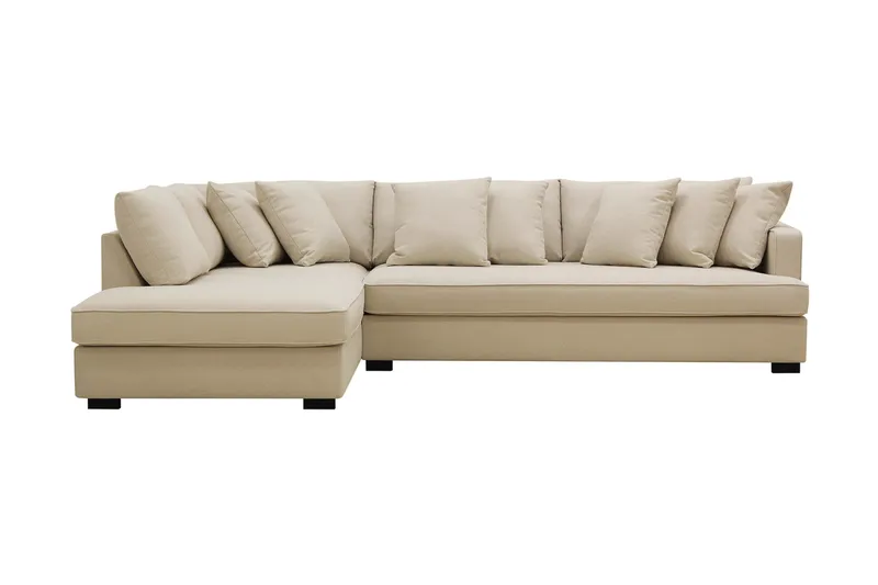 Rossita 4-sits Högervänd L-formad Djup Schäslongsoffa med Hel dyna i Bouclé - Beige - Möbler - Soffa - Divansoffor & schäslongsoffa