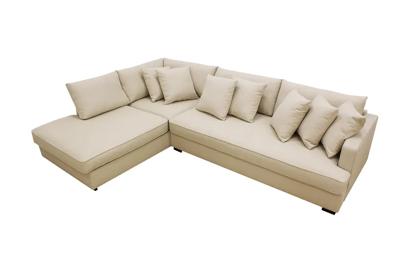 Rossita 4-sits Högervänd L-formad Djup Schäslongsoffa med Hel dyna i Bouclé - Beige - Möbler - Soffa - Divansoffor & schäslongsoffa