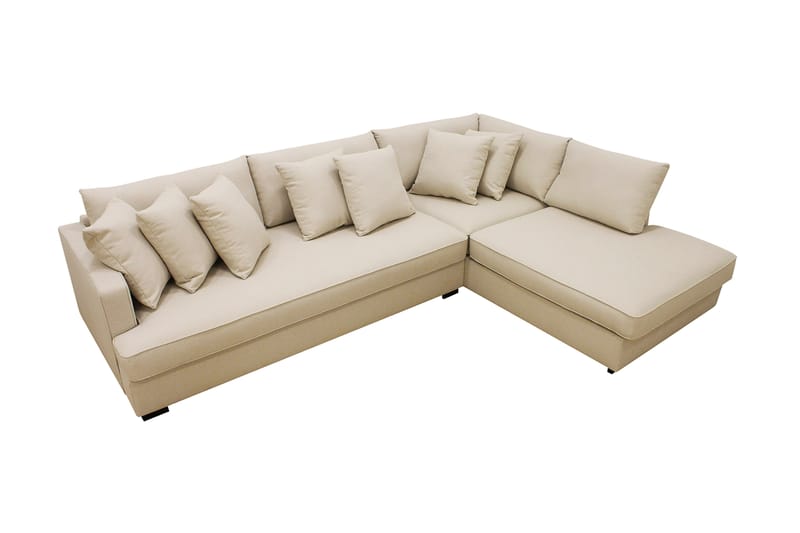 Rossita 4-sits Högervänd L-formad Djup Schäslongsoffa med Hel dyna i Bouclé - Beige - Möbler - Soffa - Divansoffor & schäslongsoffa
