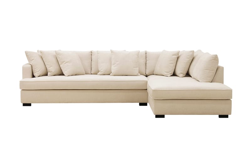 Rossita 4-sits Högervänd L-formad Djup Schäslongsoffa med Hel dyna i Chenille - Beige - Möbler - Soffa - Divansoffor & schäslongsoffa