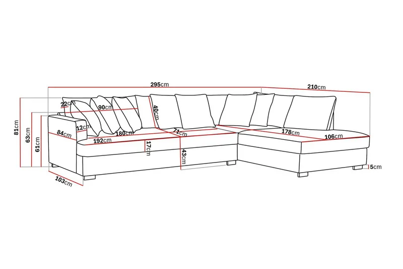 Rossita 4-sits Högervänd L-formad Djup Schäslongsoffa med Hel dyna i Chenille - Beige - Möbler - Soffa - Divansoffor & schäslongsoffa