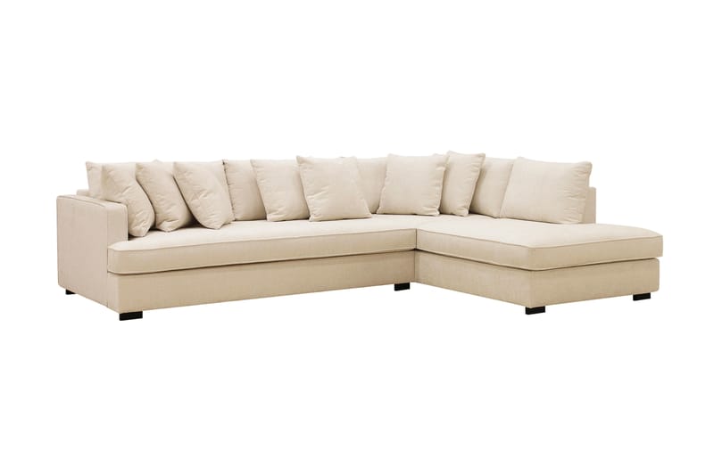 Rossita 4-sits Högervänd L-formad Djup Schäslongsoffa med Hel dyna i Chenille - Beige - Möbler - Soffa - Divansoffor & schäslongsoffa