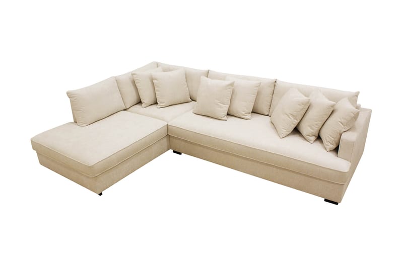 Rossita 4-sits Högervänd L-formad Djup Schäslongsoffa med Hel dyna i Chenille - Beige - Möbler - Soffa - Divansoffor & schäslongsoffa