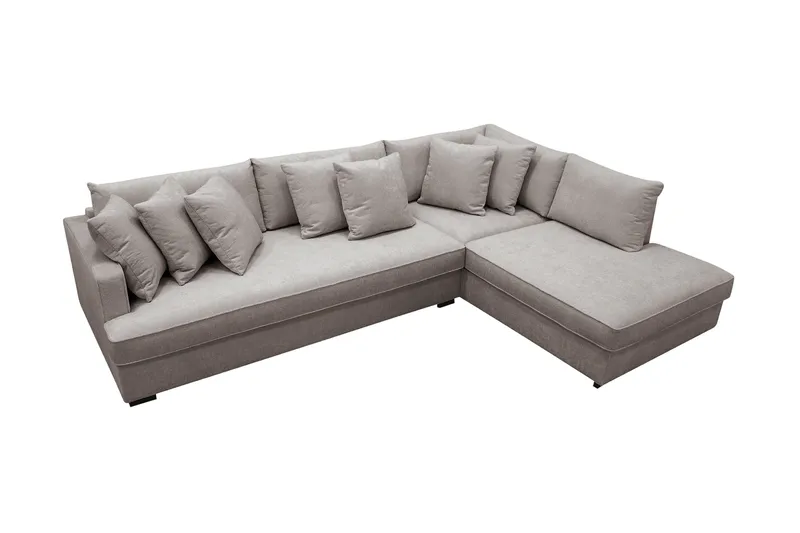 Rossita 4-sits Högervänd L-formad Djup Schäslongsoffa med Hel dyna i Chenille - Grå / Brun - Möbler - Soffa - Divansoffor & schäslongsoffa