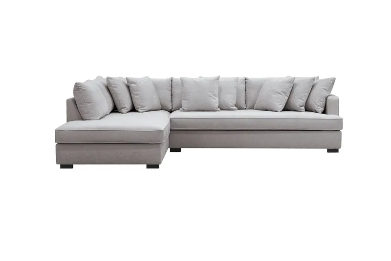 Rossita 4-sits Högervänd L-formad Djup Schäslongsoffa med Hel dyna i Chenille - Grå / Brun - Möbler - Soffa - Divansoffor & schäslongsoffa