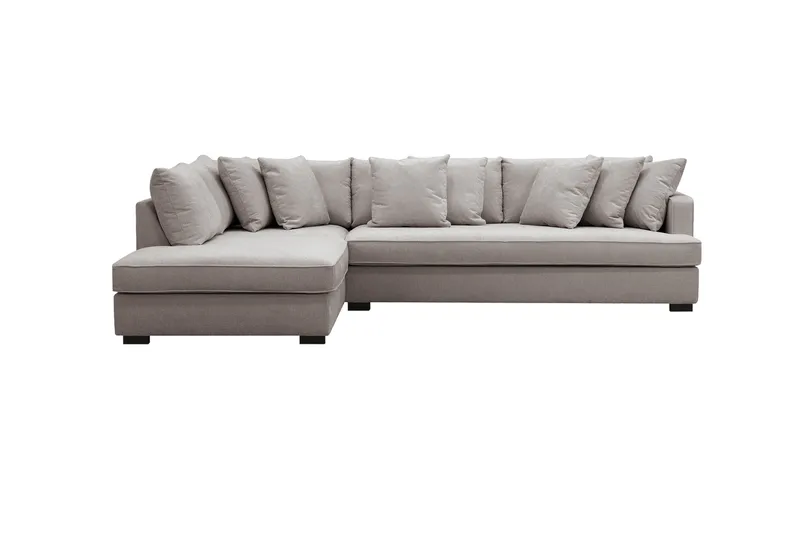 Rossita 4-sits Högervänd L-formad Djup Schäslongsoffa med Hel dyna i Chenille - Grå / Brun - Möbler - Soffa - Divansoffor & schäslongsoffa