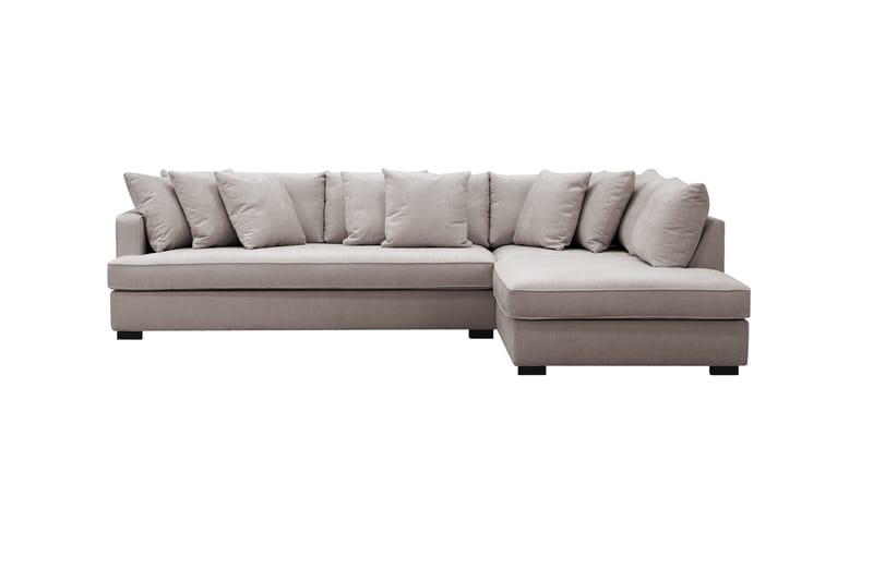 Rossita 4-sits Högervänd L-formad Djup Schäslongsoffa med Hel dyna i Chenille, Grå / Brun